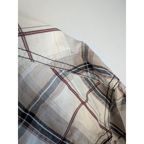 BKE Pearl Snap Button Shirt Mens XL Athletic Fit Black White Plaid Long Sleeve - Picture 16 of 16